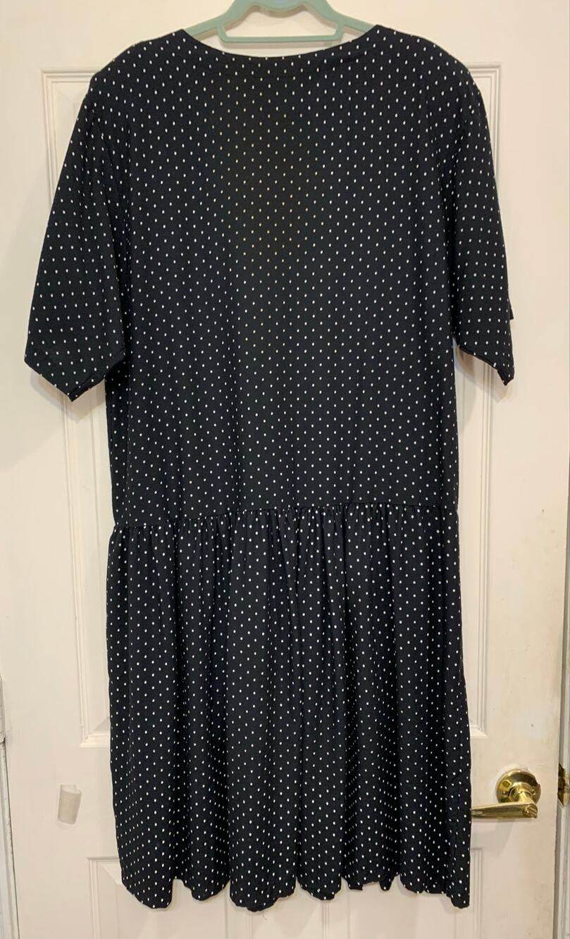 Vintage JP Collection Black White Polk-a-Dot Maxi 14/16 Dress.            3999J1